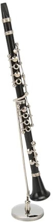 Modello di Clarinetto in Miniatura, Replica di Clarinetto in Miniatura con Supporto e Custodia Modello di Strumento Musicale Decorazione per Casa delle Bambole 7,4 Pollici