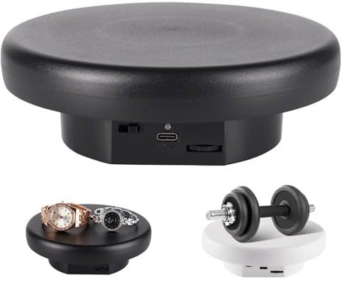 Bosgladek 360° Elektrisk Roterande Plattform med Typ-C-Kabel, 6,8 cm/6,8 kg Motoriserad Roterande Display för Smycken, Fotograferingsprodukter, Live-Show, Videoinspelning, Svamproterande Stativ för 3D-Modell
