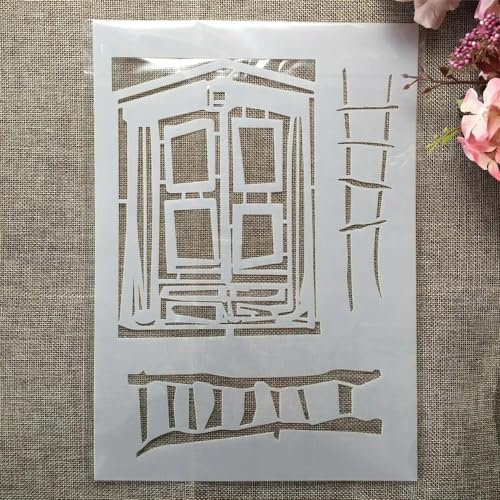 A4 29 cm Vintage Krone Girlande Schablonen zum Malen auf Holz, Leinwand, Papier, Boden, lasergeschnittene Malschablone für Wohnkultur, DIY, Bastelprojekte, Stil F