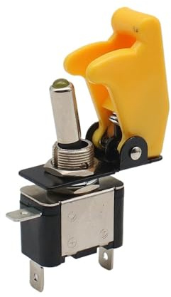 AXPTI Interruttore a levetta illuminato a LED per auto, barca, camion, con protezione di sicurezza per aerei, rosso, blu, verde, giallo, bianco, 12 V 20 A (colore: giallo scuro)