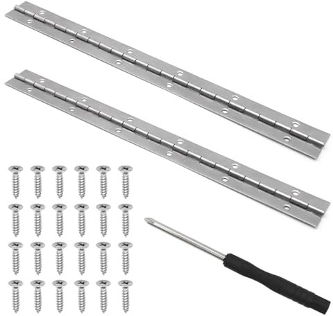 GOIYZTTR 2 Pezzi Cerniera Pianoforte in Acciaio Inossidabile 30cm Cerniere dell'Armadio Aste Cerniera Include Viti e Cacciavite Può Essere Utilizzato Ante e Armadi Di Mobili Pesanti