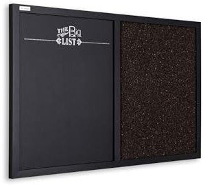ALLboards KOMBI-Tafel Kork und magnetische Kreidetafel 60×40 cm Holzrahmen schwarz lackiert + ZUBEHÖR
