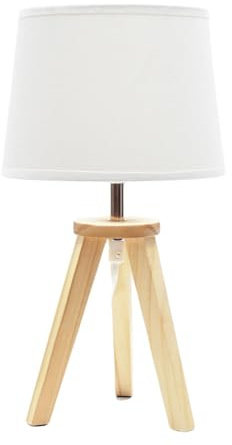 ValueLights | Natural Wood Tripod Table Lamp with Linen Tapered Lampshade Living Room Bedside Light | Table Lamps, Home Décor & Improvement Essential | Included LED Bulb