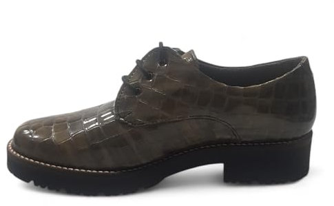 PITILLOS Zapatos Oxford de Piel Charol Marrón Mujer, con Cordones, Elegantes, Cómodos y Ligeros, (Marrón, Sistema Tallas Calzado EU, Adulto, Mujer, Números, Mediano, 40)