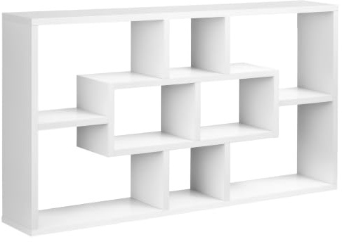 HOMCOM Étagère Murale Bibliothèque avec 8 Cubes 85 x 14,5 x 47,5 cm Blanc | Étagère de Rangement Suspendue, Design Moderne, pour Salon, Salle de Séjour