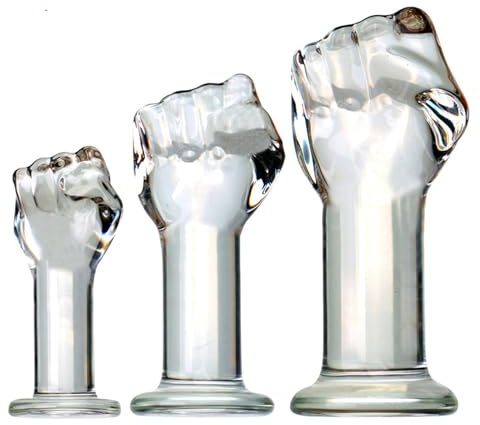 HBHYU Godemiché à main en verre transparent for bondage BDSM, 3 tailles S/M/L, gros poing anal, plug anal en cristal, grand gode anal, gode de fisting, anus/vagin, flirt, jouets sexuels for femmes et