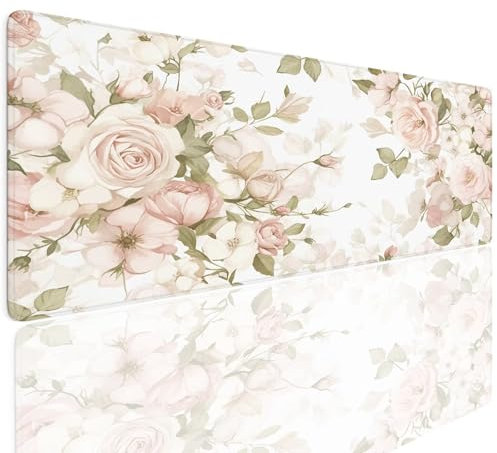 Gaming Mauspad XXL 1000x400x4mm Mousepad Gaming Schreibtischunterlage Wasserfest Anti-Rutsch, Cream Mauspad Groß Vernähte Kanten Desk Mat Art Mouse Pad Verbessert Präzision und Geschwindigkei 4-317