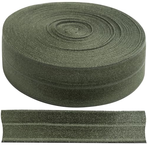 AERZETIX - Bande ruban élastique pliable plate 9 m x 20 mm - 80% nylon et 20% lycra - couleur vert foncé