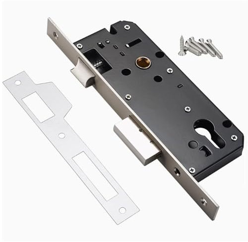 Cubstone Serratura da Incasso a Cilindro Europeo 8525mm, Serratura da Incasso Reversibile, Piastra Quadra, Zincato, Impermeabile e Antiruggine per Porte Interne Ed Esterne(60mm)