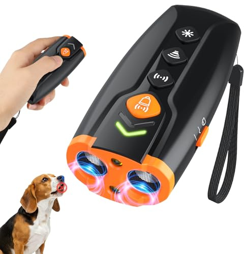 HZK Antibell für Hunde, Ultrasonic Anti-Bell-Gerät, 4 Modi zum Hunde-Bellen Stoppen, 15 M Reichweite, Wiederaufladbar & Sicher, Effektiv für Kleine, Mittlere und Große Hunde
