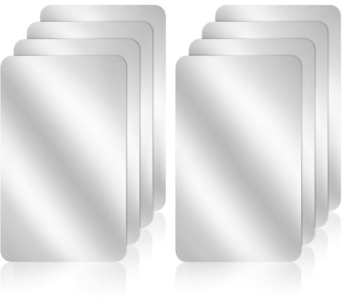 Confezione da 8 piastrelle acriliche a specchio, infrangibili, in plastica, autoadesive, con angoli arrotondati, pellicola protettiva su entrambi i lati, per fai da te, decorazione da parete della