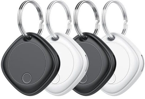 Smart Air Tag Tracker 4 Pack, Buscador de Objetos Bluetooth Funciona con Buscar Apple (Sólo iOS, Android no Compatible), Rastreo Mundial, Rastreador para Llaves/Equipaje/Cartera, Batería Reemplazable