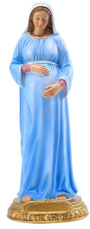 FIXOSHEE Virgen María Embarazada y Acabado Delicado Estatua en Resina Diseño Creativo Adorno Católico para Decoración de Escritorio Adecuado para Espacios Interiores