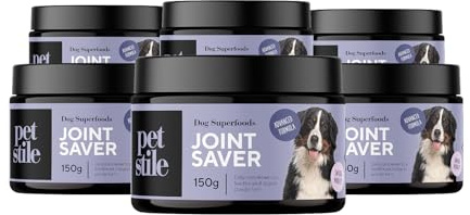 Petstile Joint Saver® : collagène, glucosamine, Griffe du Diable, Moule Verte & cynorrhodon – soutient Hanches, articulations & mobilité, Action Anti-inflammatoire Naturelle (6X 150 g)