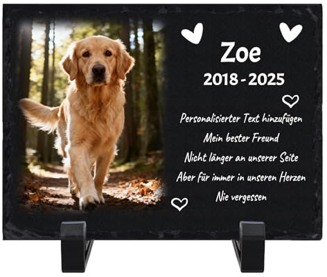 Givelle Personalisierter Gedenkstein für Hunde, Trauerplakette mit Foto, Grabstein für Haustiere, Erinnerungsgeschenk
