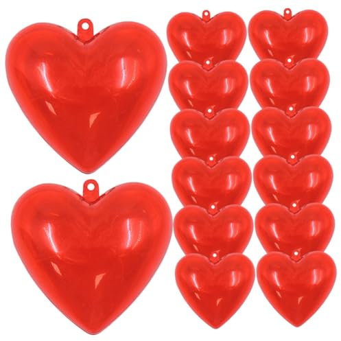 FUNOMOCYA 14 St Delar Transparent Röd Hjärtformad Fyllbar Dekorationsboll DIY för Valentine Bröllopsfest Hängande Prydnad Lätt att Dekorera med Små Tillbehör
