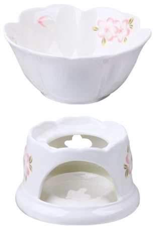 OSALADI Olla de Fondue de Cerámica Blanca de 5 Pulgadas para Fundir Chocolate y Queso con Base para Vela Integrada Adecuado para Postres y Utensilios de Cocina Domésticos
