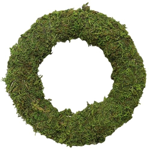 SHINEOFI Selbstgemacht Mooskranz 30cm Rund aus Naturmoos und Rattan Dekorativer Weihnachtskranz für Haus und Garten Selbstgemacht Kranzzubehör ohne Geruch Grüne Weihnachtsdekoration