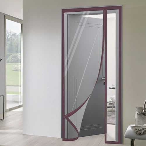 TJDWPRRD Thermal Insulated Magnetic Screen Door Winter Outdoor/Indoor Clear Panel Curtain Front Door Bedroom Doorway Cover,A,90x200cm