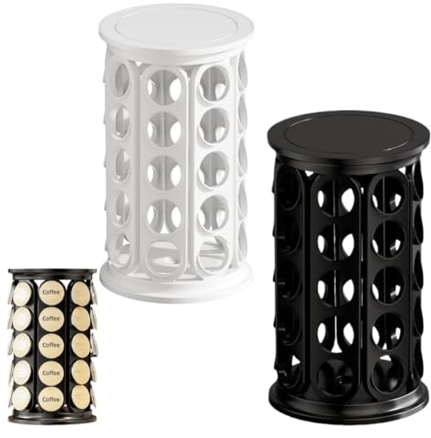 WIIYENA Support rotatif de bureau pour capsules de café avec rotation à 360 degrés, capacité de 40 capsules, matériau ABS pour Nespresso et machines compatibles, noir ou blanc