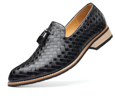 Herr Tofs Loafers Formell klänning Skor Slip-On Business Casual skor for bröllop kontor och evenemang(Black,43 EU)
