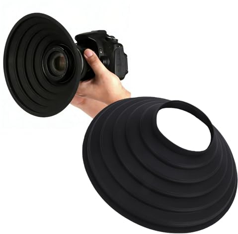 YUEHISY Vikbar Silikon Motljusskydd, Antireflekterande Linsskärm, Universal Fit 70-90 Mm Kameralinser, Kompakt Förvaring, Minska Linsljus för Att Fånga Glasscener