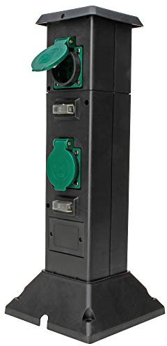 Kopp Colonna energetica da giardino con 4 prese con contatto di protezione da 230 V, presa esterna per picchetto, presa da giardino, per esterni, picchetto, colore: nero