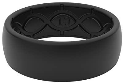 Groove Life Solid Black/Black Ring - Breathable Silicone Wedding Rings for Men, Lifetime Coverage, Unique Design, Comfort Fit Ring - Size 11
