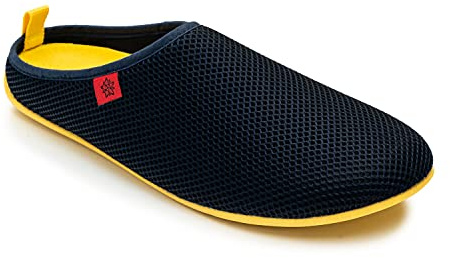 Andrés Machado - pantofole unisex per donna/uomo - DYNAMIC - SOMMER - ciabatte/babbucce – plantare removibile - blu navy/giallo, EU 39