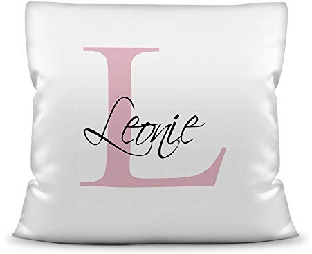 Print Royal Namenskissen mit Wunschname und WUNSCHBUCHSTABE inkl. Kissenfüllung in Rosa - Persönliche Geschenkidee PERSONALISIERT/Deko Wohnzimmer Schlafzimmer/Buchstabenkissen