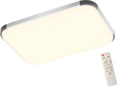 AufuN Lámpara led de techo regulable de 72 vatios con mando a distancia, para dormitorio, habitación infantil, cocina, oficina, pasillo, baño, interior IP44, rectangular