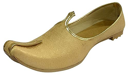 Shoe Bazar Punjabi mojaris Mens Shoes Wedding Khussa for Groom Traditional Indian Footwear Ethnic Authentic peshawari Loafers Gold