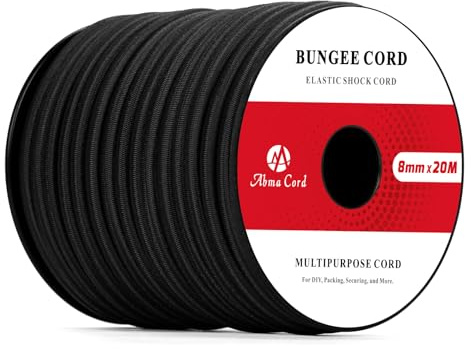 Abma Cord Gummiseil Expanderseil 8mm 20M Gummischnur Planenseil Spannseil | 100% Dehnung, UV Beständig, Plane, Anhängerplane, Sonnensegel, Zelte, Banner