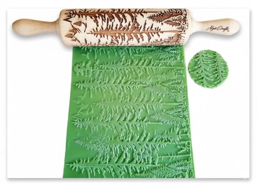 WALD Geprägte Nudelholz. Teigroller für Hausgemachtes Gebäck und Keramik. Gravierte Nudelholz mit Muster von Algis Crafts