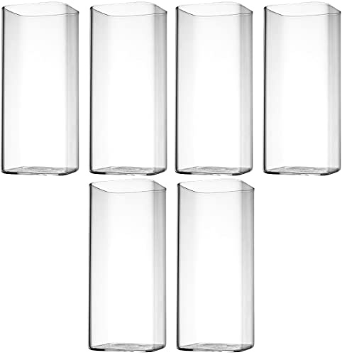 YARNOW Square Glass Cups 6Pcs Set 5.24In Tall Clear Cocktail Glasses for Milk Water Wine Beverage Household Party Table Decoration
