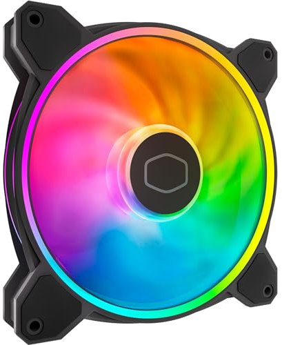 Cooler Master MasterFan MF140 Halo2 ARGB - Ventilateur de Boîtier 140mm, Éclairage ARGB à Double Boucle, Roulement Rifle, Pales Air Balance Agrandies avec Capteur Anti-Blocage & Driver IC Amélioré