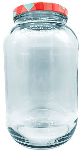Tradineur - Tarro de vidrio multiusos, bote, frasco facetado con tapa de rosca, guardar mermelada, miel, frutos secos, especias (16 x 25,5 cm, 4 L)