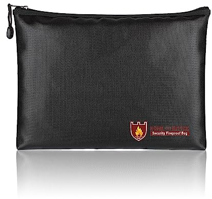BBTISG Feuerfeste Dokumententasche, 34 x 25cm Feuerfeste Tasche Kleine Sichere Silikonbeschichtet Feuerfeste Dokumententasche für A4-Dokumente, Akten, Rechnungen,Vertrag