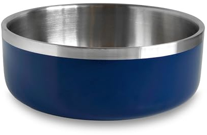 Fuzzl Ciotola termica per cani a doppio isolamento in blu navy, 16 cm, per interni ed esterni, con base in gomma, ciotole versatili per cani e ciotola per l'acqua per cani per idratazione e