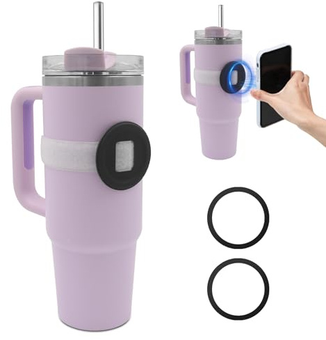 Owala Wasserflaschen-Handyhalterung, kompatibel mit MagSafe, magnetische Halterung mit verstellbarem Riemen für Stanley Cup Gym Zubehör, für iPhone und AirPods, einfache moderne Wasserflasche mit 2 x