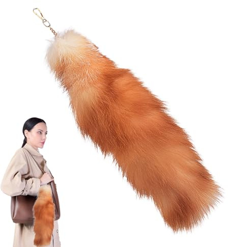 Qutalmi Fuchsschwanz Anhänger, 40cm Kunstfaser Tail, Kunstfell foxtails Prärie Fuchschwanz Anhänger, Pelziger Groß Schlüsselanhänger Tasche Zusätze Tasche Anhänger Auto Dekoration