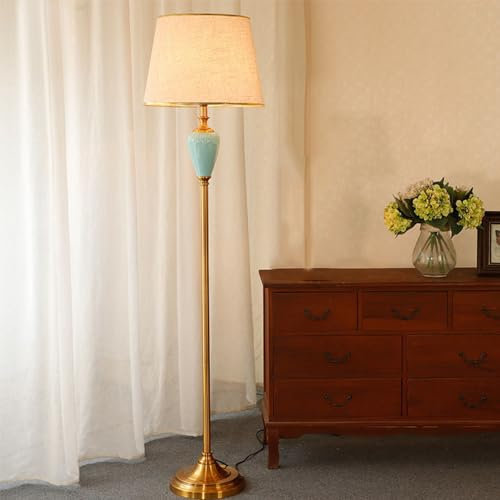 Chao Zan Lampenschirm aus Stoff Tischleuchte Sockel Keramik, Lampenfuß E27, Stehlampe, Tischlampe Nachttischlampe Lampe, ohne Leuchtmittel (groß)