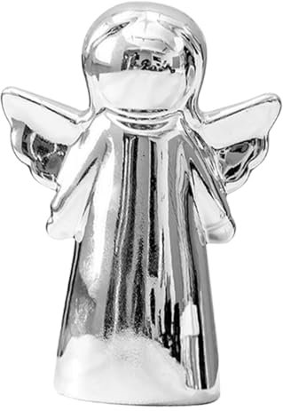 MUSISALY Nordische Keramik Engel Figur Silber Modern Minimalistisch Dekorativ Schutzengel Skulptur Für Hochzeit Weihnachtsdeko Tischdekoration Wohnzimmer Geschenk