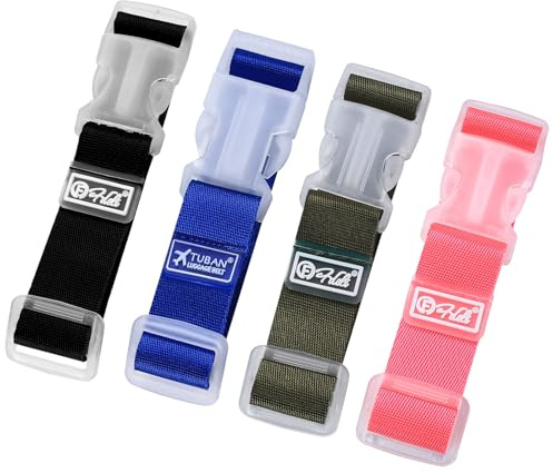 4 piezas de correas para equipaje con agarre para chaquetas, Add a Bag correa para equipaje, correas ajustables con ganchos para bolsos, correa para maleta con hebilla, accesorios de viaje, lleve sus