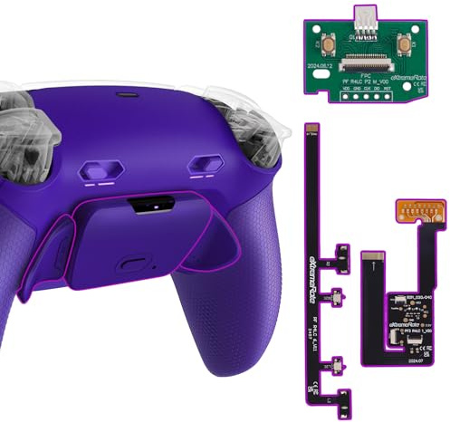 eXtremeRate Rise Plus MAX Remap Kit für ps5 Controller BDM-030/040/050, Custom Gummiert Griff Rückgehäuse & Programmierbare Back Paddles & Clicky Trigger Stops Kit für ps5 Controller–Galactic Purple
