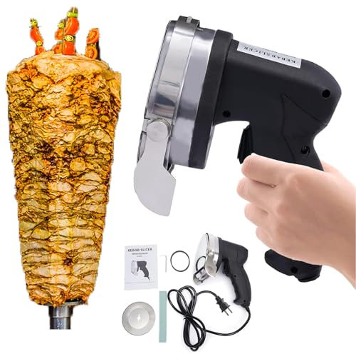 Electric Shawarma Knife,80W Professional Shawarma Knife, Corded Doner Kebab Knife, Gyro Meat Cutter,Turkish Kebab Knife,Φ4/100mm Blade Diameter,0-8mm Adjustable Thickness