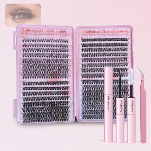 Wimpern Extensions catlinez 640 PCS,Wimpern Einzeln 9-16mm,Lash Extension set Curl 30D 40D 50D,Wimpernverlängerung Mit Lash Bond und Seal Tweezers DIY Set