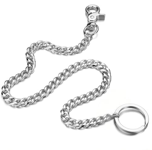 Schlüsselkette Hose Edelstahl, Wallet Sicherheitskette, Lange Hosenkette für Herren, Duty Biker Geldbörsenkette, Schlusselbandkette Portemonnaie Kette