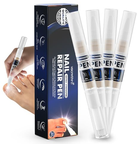 Juego de 4 lápices para hongos en las uñas de los pies (7 días, ácido acético, hongos en las uñas de los pies, aceite de árbol de té, ácido acético, hongos, reparación de uñas para uñas dañadas)