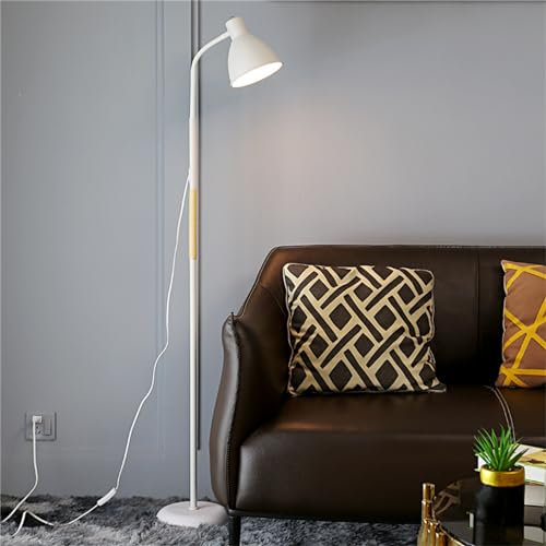 Pink Palm Lampadaire Industriel 3 Couleurs, Lampe de Lecture sur Pied 150 cm, lampadaire de Style Ferme pour Salon, Chambre, Bureau, Blanc